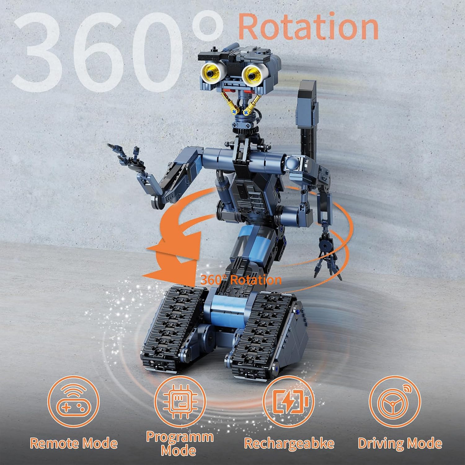 iATOM 1176 Pieces Johnny 5 Robot Building Set with Remote Control - Rechargeable, Gift for Adults Men, STEM Tech Movie Robotic Figure Model Kit - Image 9