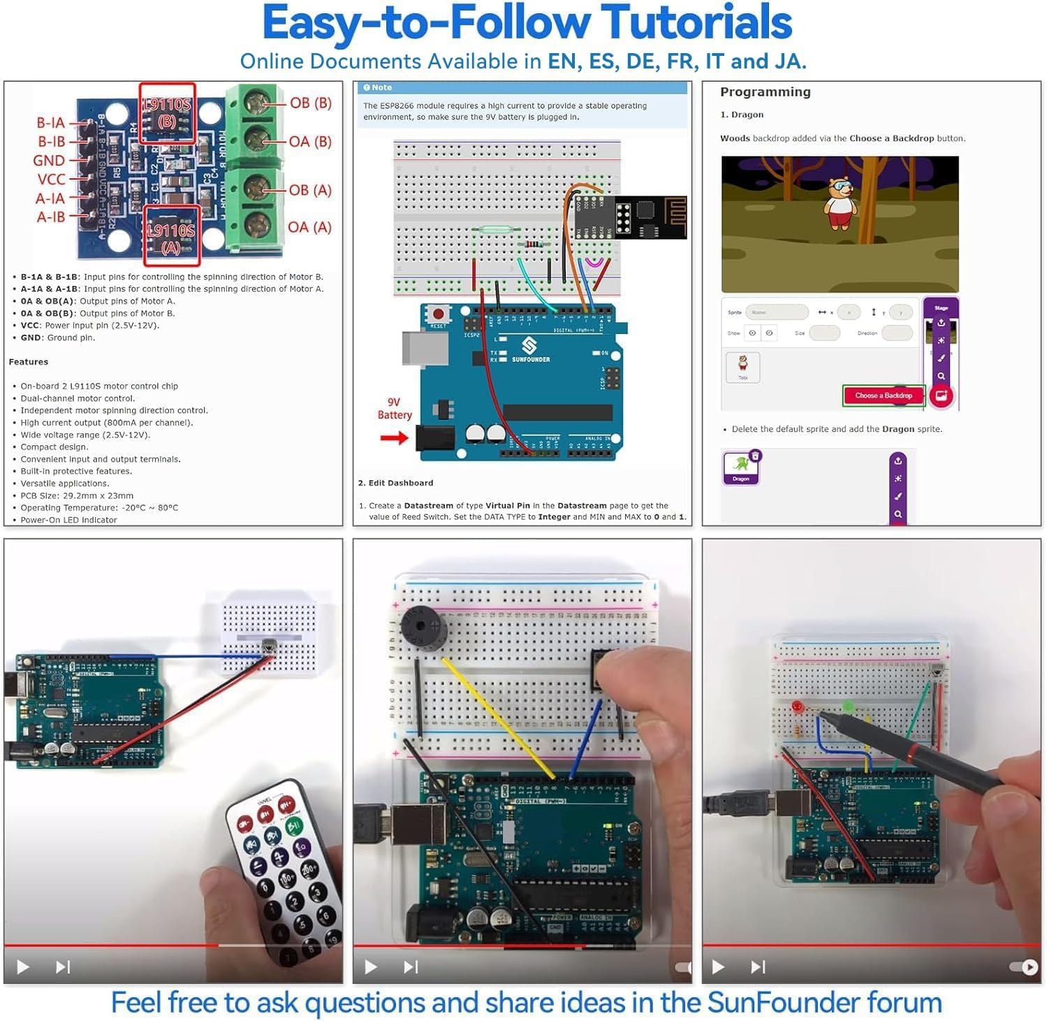 SunFounder Ultimate Starter Kit Compatible with Arduino UNO IDE Scratch, 3 in 1 IoT/Smart Car/Basic Kit with Online Tutorials, Video Courses, 192 Items, 87 Projects, Suitable for Age 8+ Beginners - Image 6