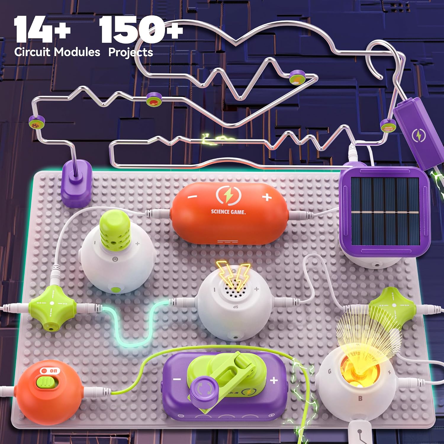 Science Kits for Kids - STEM Kits for Kids, Electronics Exploration Kit, Over 150 Projects, 14 Circuit Parts, STEM Educational Toy Gifts for Kid Boys Girls Ages 3 4 5 6 7 8 9 10 11 12 - Image 2