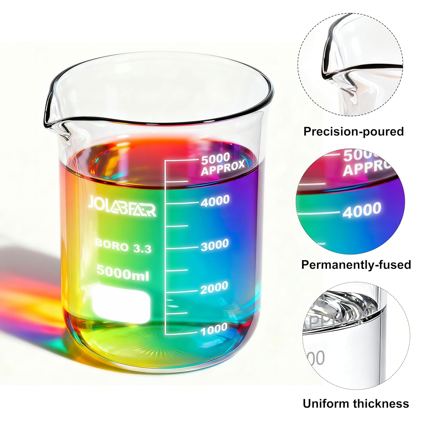 JOLABEAR 5000ml Glass Beaker, 3.3 Borosilicate Laboratory Beaker - Image 5