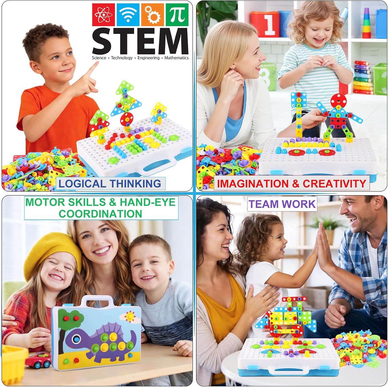 Educational Toys Building Blocks, 244 Pieces Electric Screwdriver DIY Building Toys for Boys and Girls, Educational Construction Building kit for Kids Ages 4 5 6 7 8 9 10 Year Old - Image 3