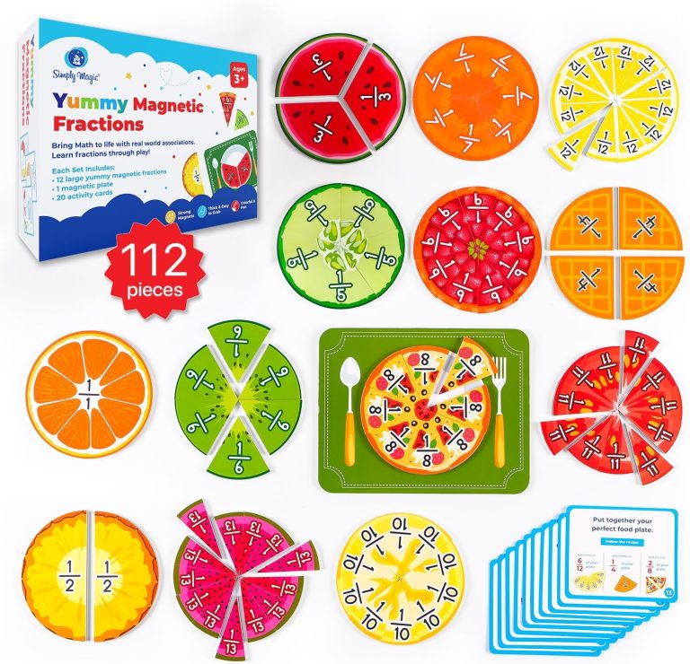 Simply magic 112 PCS Yummy Magnetic Fractions - Magnetic Fraction Tiles