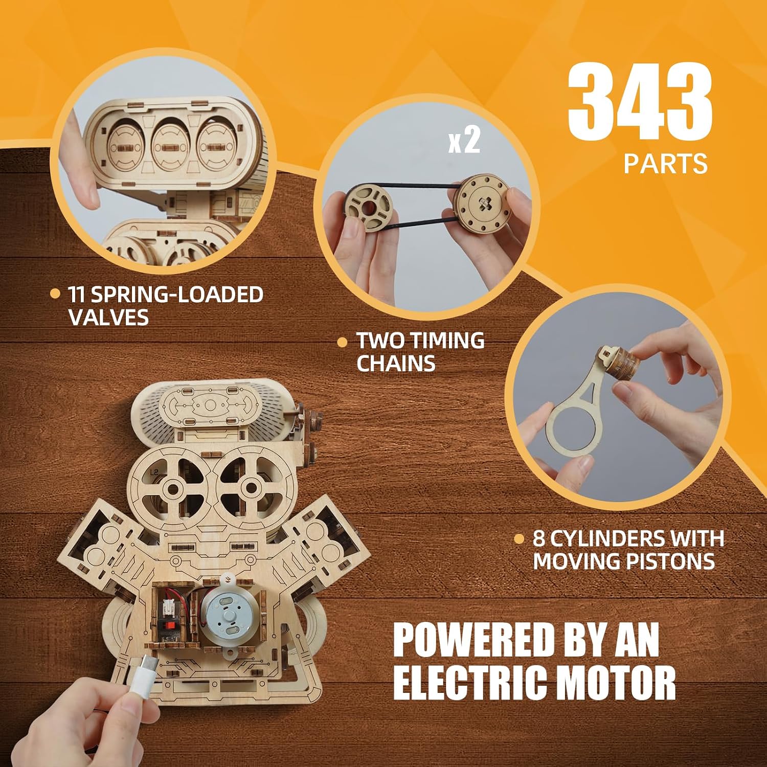 V8 Engine 3D Puzzle Model Engine Kit for Adult, 3D Puzzles for Adults - Image 2