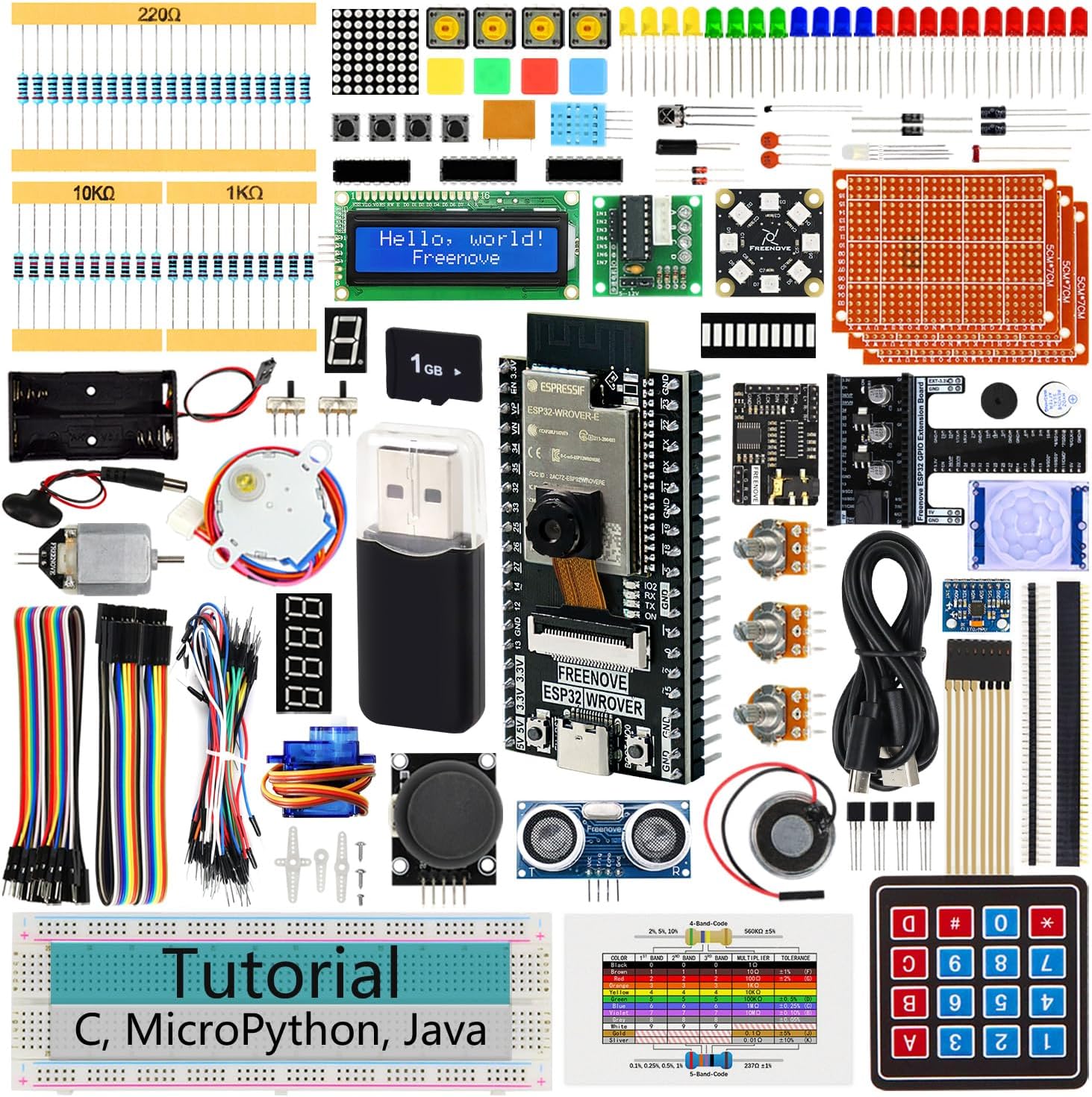 Freenove ESP32 Kit Dev CAM Board Ultimate Starter Kit, Dual-core 32-bit 240 MHz Microcontroller, Onboard Camera WiFi+BT, 795-Page Tutorial, Python C Java Code, 122 Projects, 240 Items