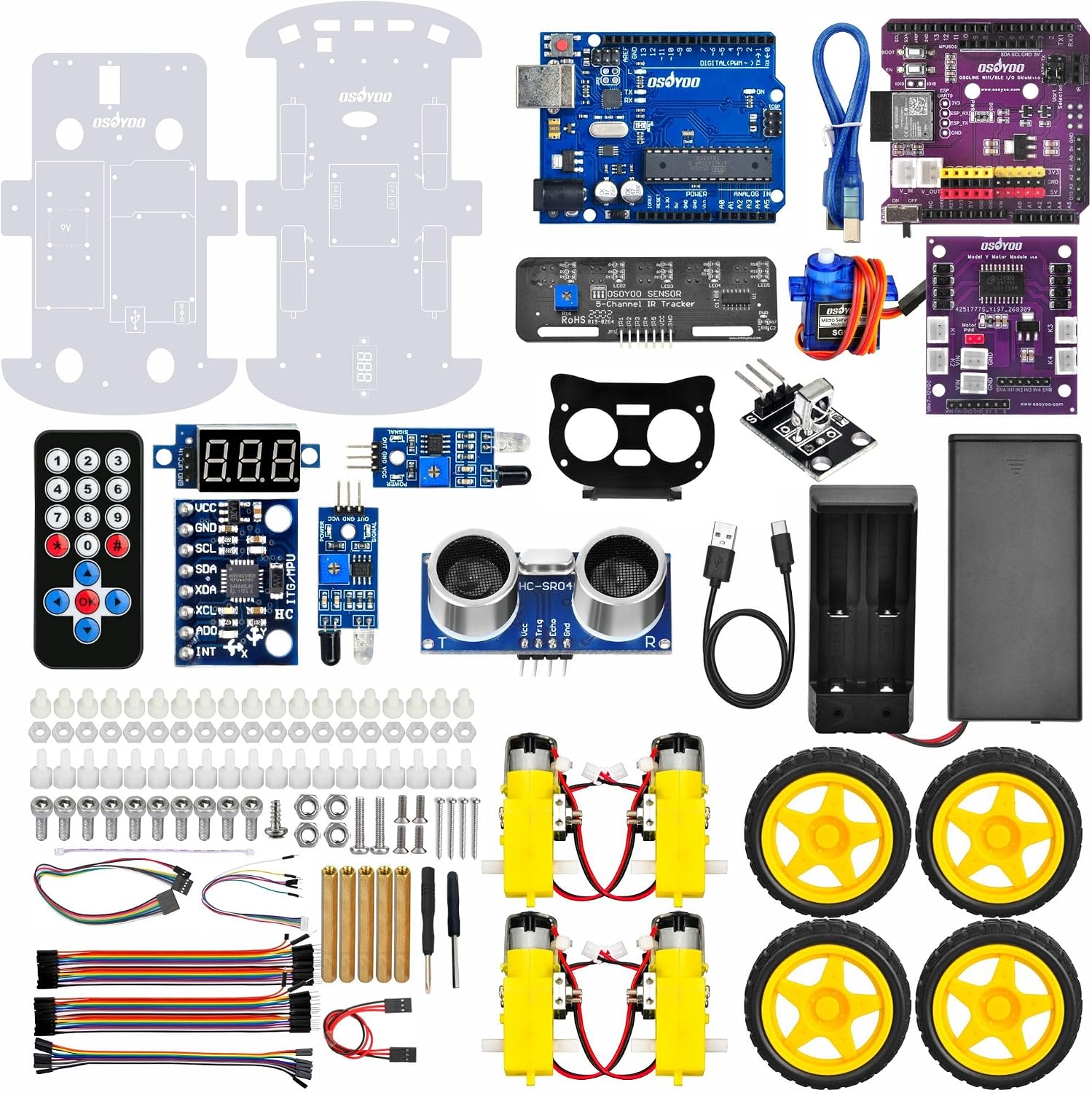 OSOYOO V3 Robot Car Starter Kit for Arduino UNO, WiFi & Bluetooth Smart Robotics Kit with Line Tracking, Ultrasonic Obstacle Avoidance, MPU6050, IR Remote, STEM Coding Learning Kit for Beginners - Image 8