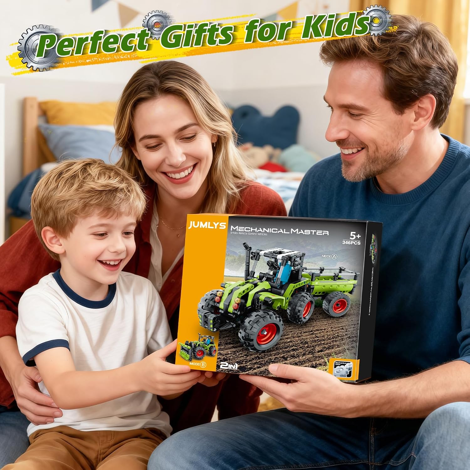 Jumlys STEM Building Toy for Kids Boys Girls Age 5, 6, 7, 8, 9, 10, 11, 12 Years Old, 2 in 1 Tractor Bulldozer Building Sets, 346 Pcs DIY Engineering Construction Building Blocks Kits - Image 7