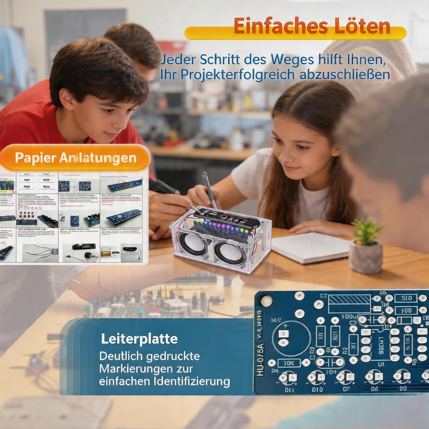 DIY Stereo Speaker Soldering Practice kit- BT,USB Player &FM Receiver- Complete Soldering Project kit with Components, PCB & Enclosure, Perfect for Electronics Enthusiasts & Beginners - Image 4