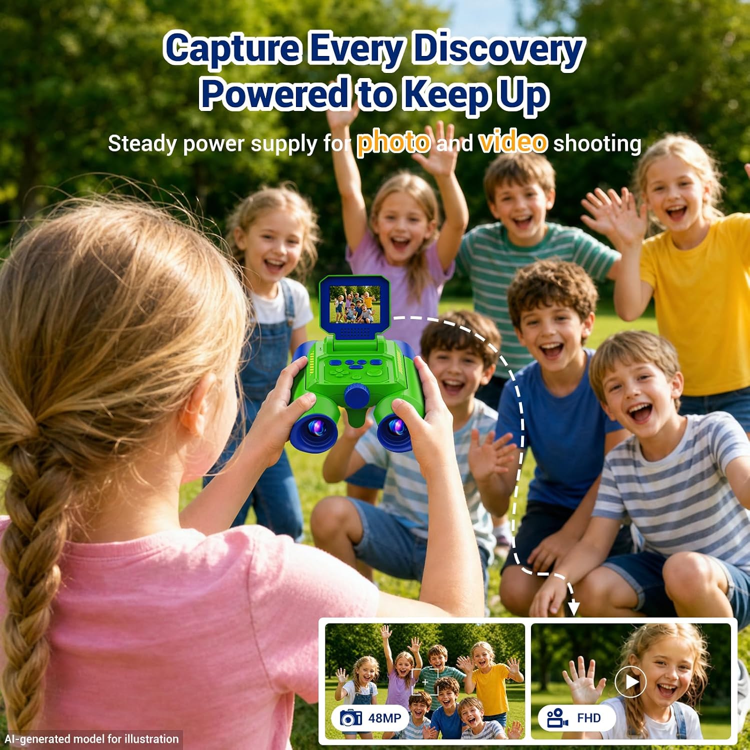 Binoculars for Kids with HD Screen & Night Vision & Games, STEM Science Educational Toy Science Kits STEM Toys for Outdoor, Travel Nature Exploration, Gift for 3+ Years Old Boys & Girls(Green) - Image 5