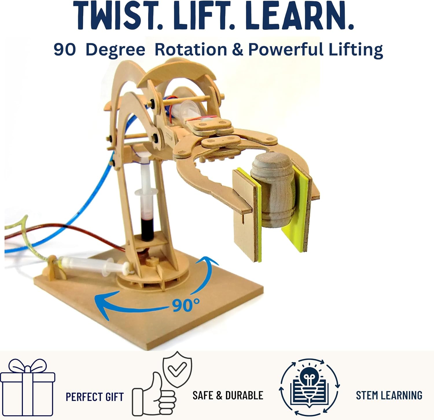 PATHFINDERS STEM Kit – Hydraulic Robotic Arm | Wooden Building Kit for Kids Ages 8-12 | Mechanical Engineering Toy | Hands-On STEM Project for Boys & Girls - Image 5