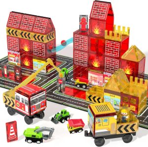 Magnetic Tiles Fire Truck Set,Magne...