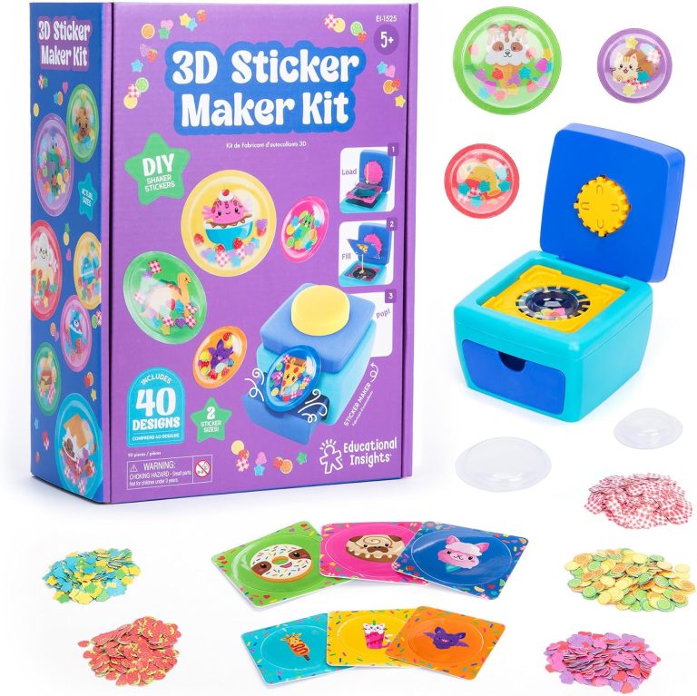 Educational Insights 3D Sticker Maker Kit - Arts and Crafts for Kids Ages 4-8, Make Your Own 3D Stickers, Sticker Making Machine, DIY Puffy Stickers for Kids, Mess-Free Toddler Craft Kit