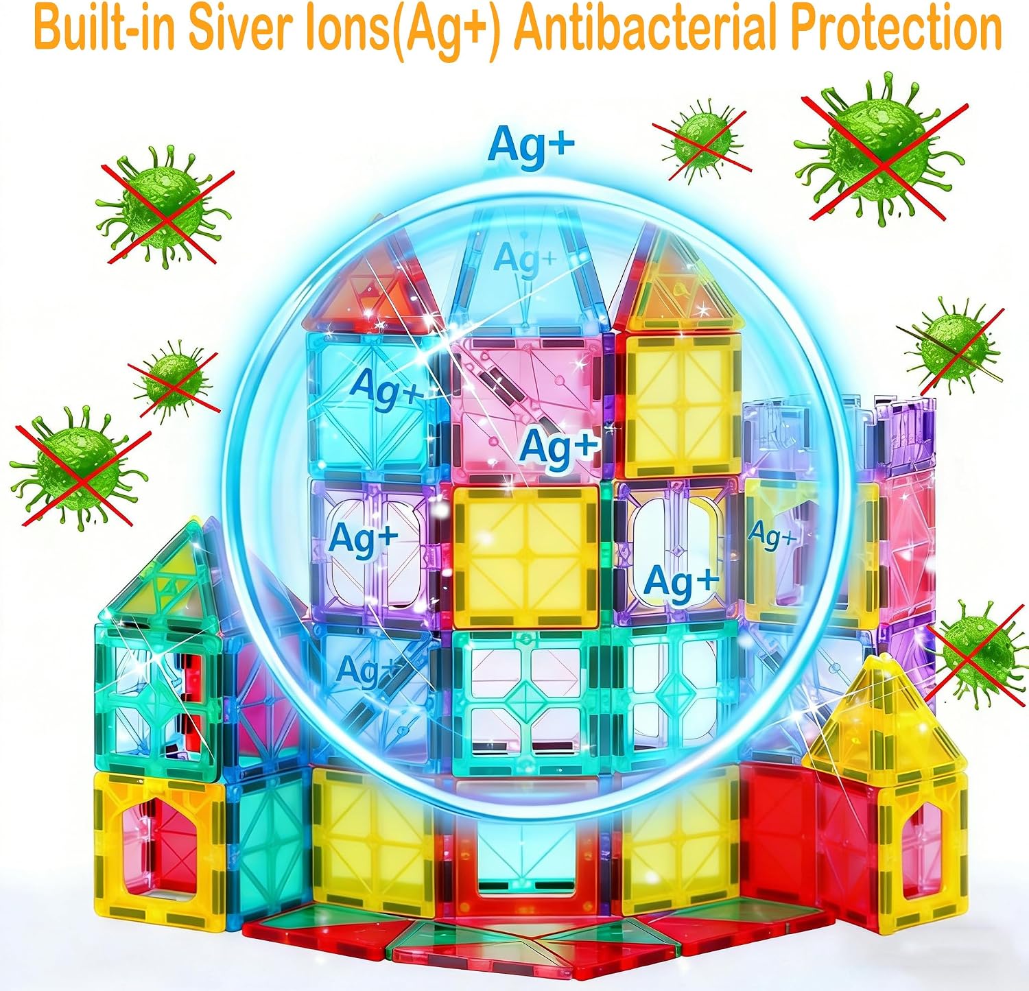Antibacterial Magnetic Tiles, 3D STEM Education Building Blocks - Image 5
