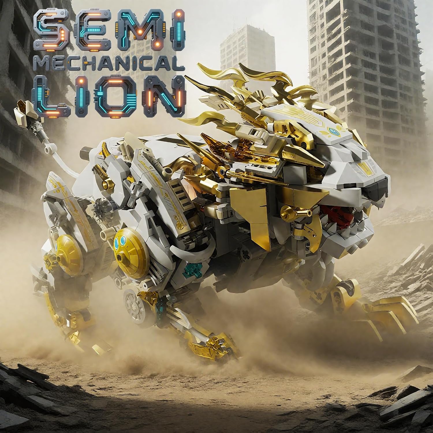 CSNRHG Mechanical Lion Building Block Toy Set Futuristic Mechanical Beast Model with Movable Parts & Gears Premium Mechanical Building Kit with Display Stand, Ideal Gift for Boys & Adults - Image 5