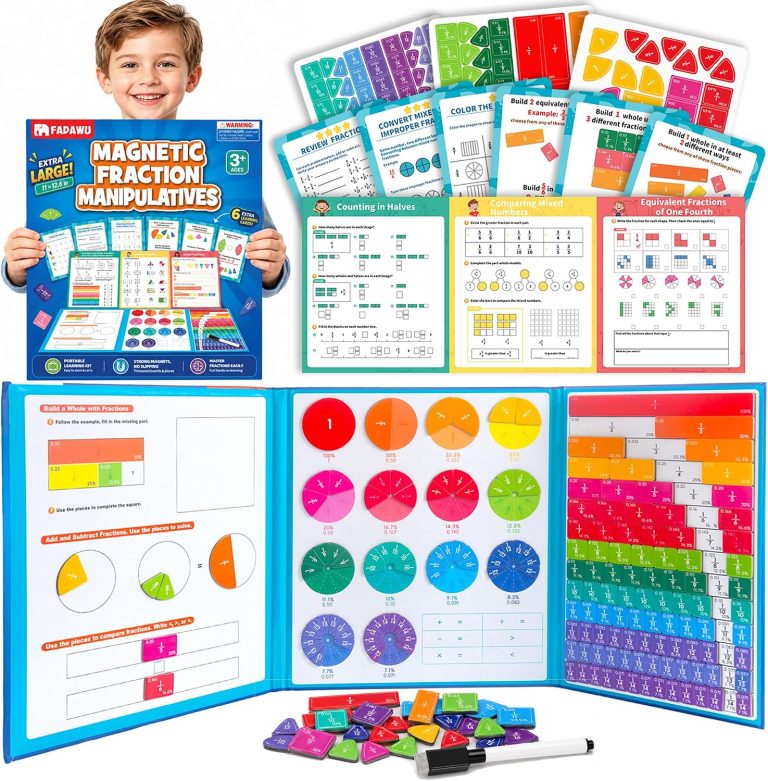 X-Large Magnetic Fraction Book, 210 Pcs Tiles Circles Manipulatives