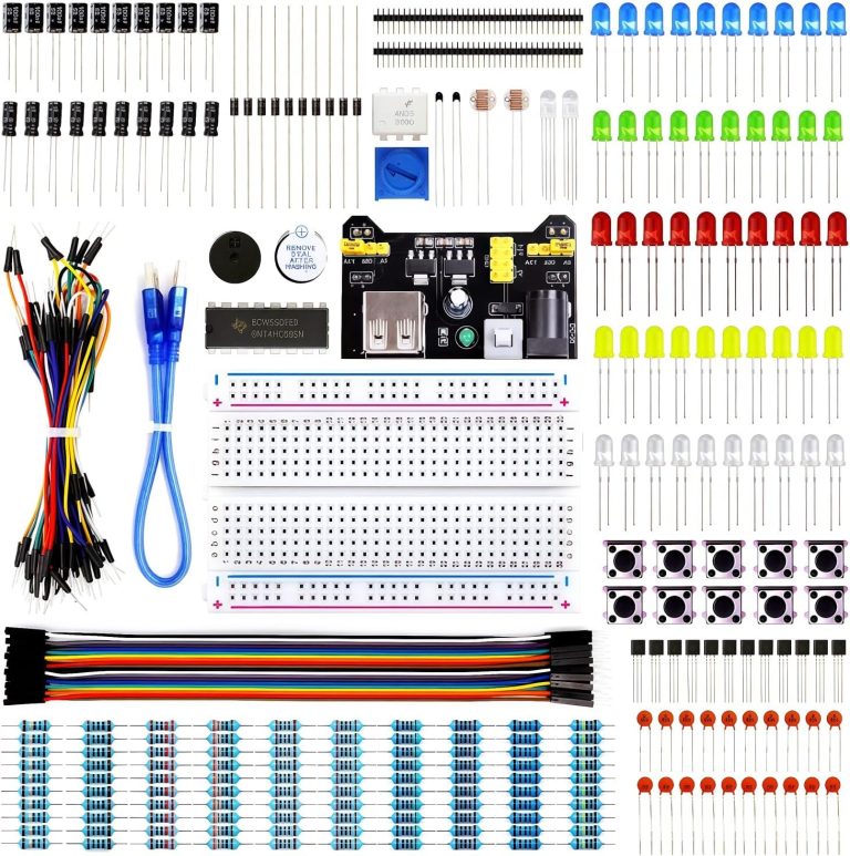 REXQualis Electronics Basic Kit w/Power Supply Module, Breadboard, Jumper Wire, LED,Resistor, comes with more than 300pcs sensors and components for fun and simple electronic projects.
