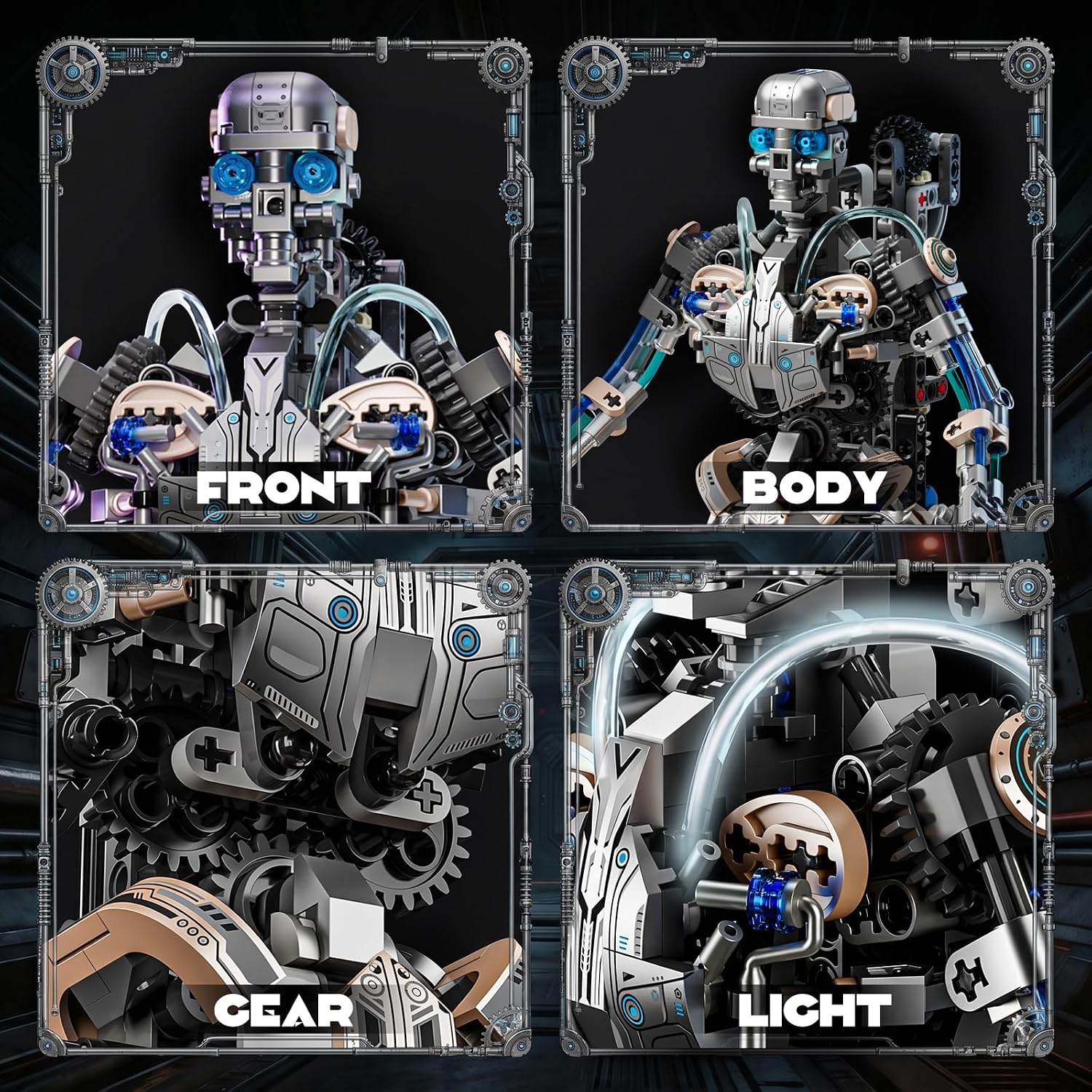 Mechanical Skeleton Robot Building Set with LED Lights (692PCS) Poseable Model with Movable Gears & Display Stand, STEM Toy & Gothic Decor Gift for Adults Teens Age 14+ - Image 3
