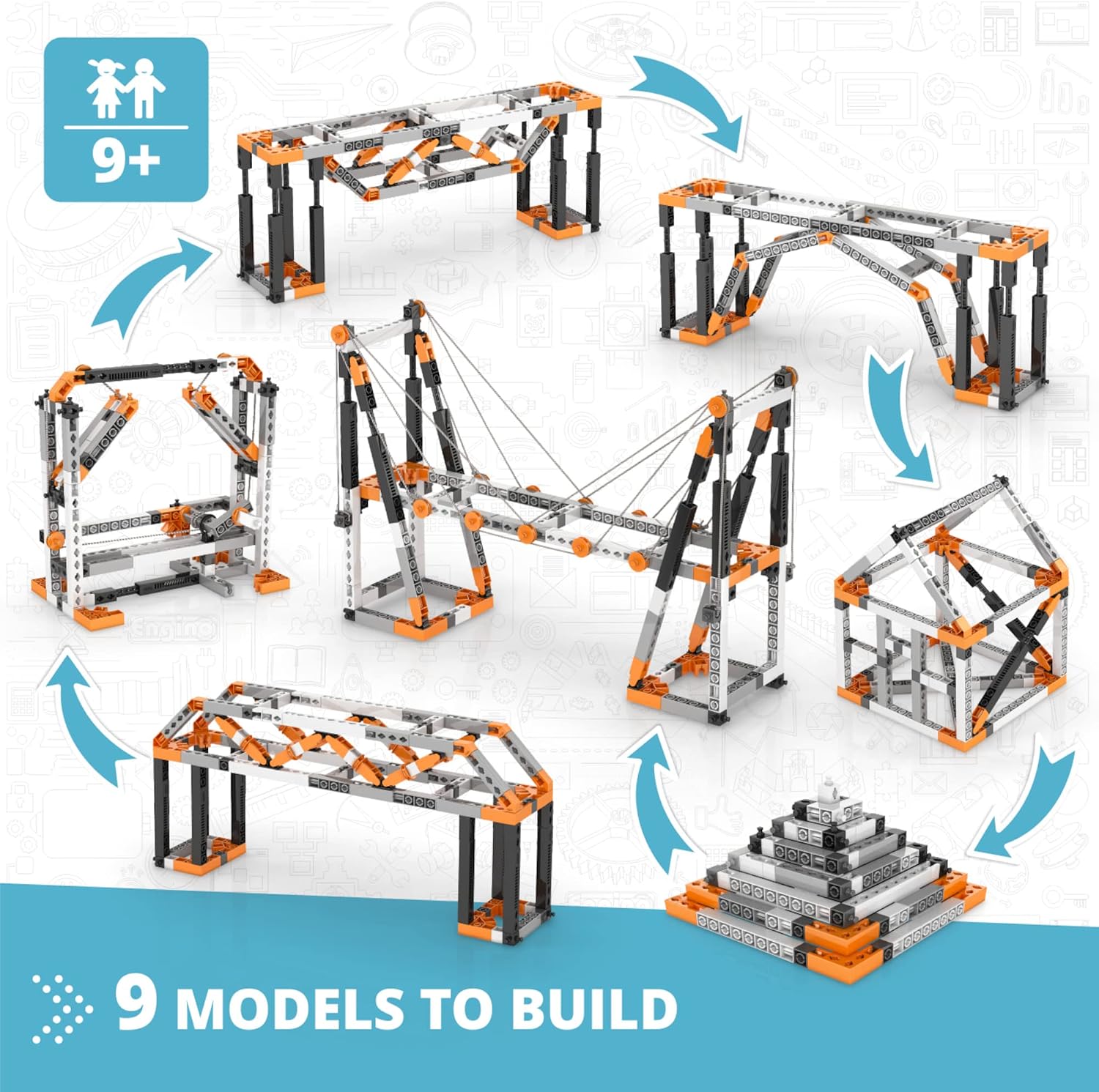 Engino- STEM Toys, Structures, Buildings & Bridges, Building Toys for Kids 9+, STEM Projects, Creative Engineering Kit, Gifts for Boys & Girls (9 Model Options) - Image 2