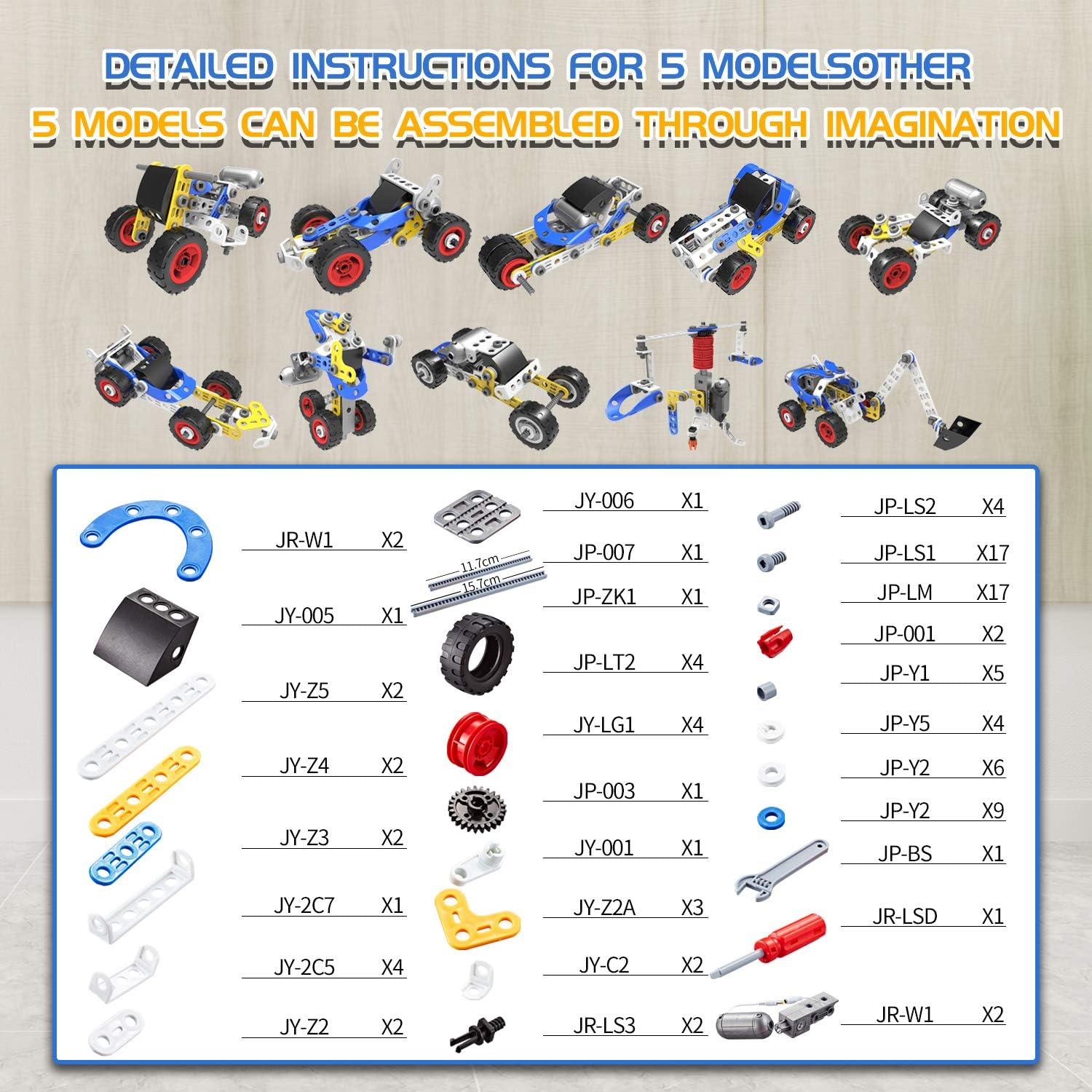 Erector Set for Boys 6-12, Building Toys for Kids Ages 4-8, 5 in 1 STEM Toys Ages 4-7 with Electric Power Motor, Construction Toys for Age 5 7 8 9 Years Old, 113 PCS DIY - Image 9