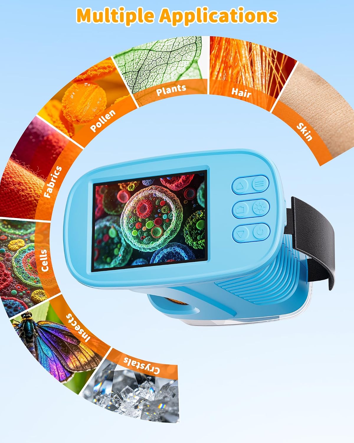 1000X Kids Handheld Microscope, 4K Digital Mini Pocket Digital Microscope with 2.4" IPS Screen, Built-in Camera & 12 Prepared Slides, STEM Educational Toy, Birthday Gift for Boys & Girls Ages 3–12 - Image 9