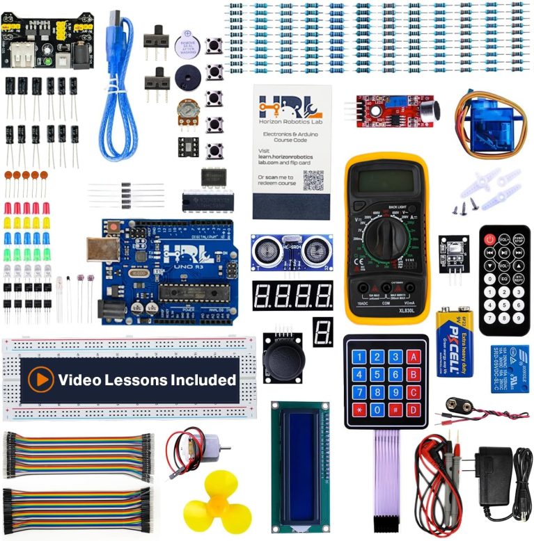 Horizon Uno Electronics Starter Kit with Video Lessons – Arduino-Compatible Board, Sensors, LEDs, Servos & More – Learn Electronics & Coding for Beginners