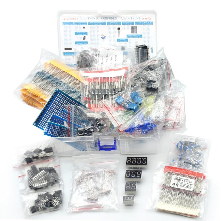 Electronic Component Kit & Total 2038 Pcs, LED Diodes, Metal Film Resistors, Electrolytic Capacitor Package,Diodes, Ceramic Capacitors,IC,PCB,Digital Tube, Common Transistor Assortment Box