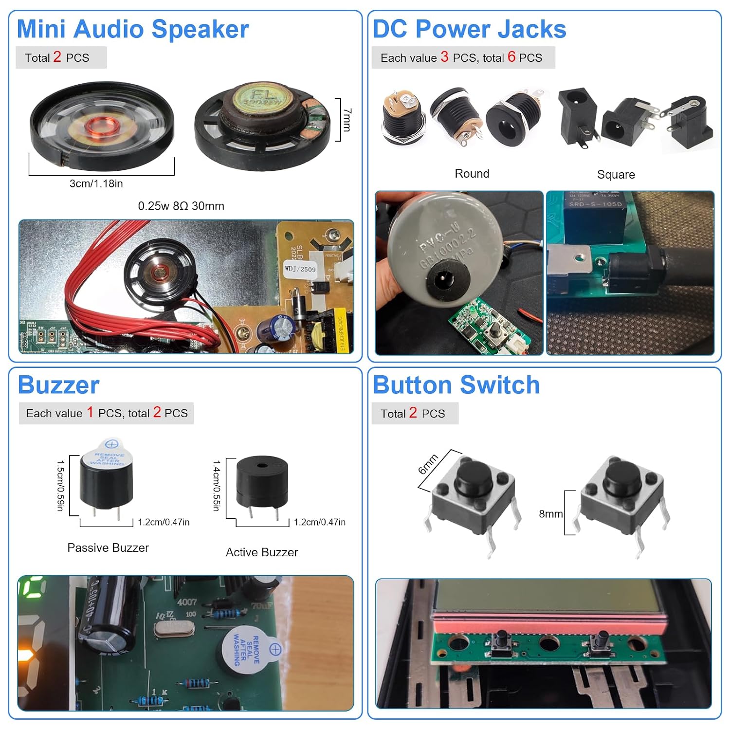 Electronic Component Kit, 1780 Pcs DIY Electronics Kit with Resistors,Capacitor,LED Diodes,Transistors,Dupont Wire,Breadboard,PCB,Potentiometer,Triode,IC,Crystal Oscillator,Buzzer,Switch,Motor,Speaker - Image 8