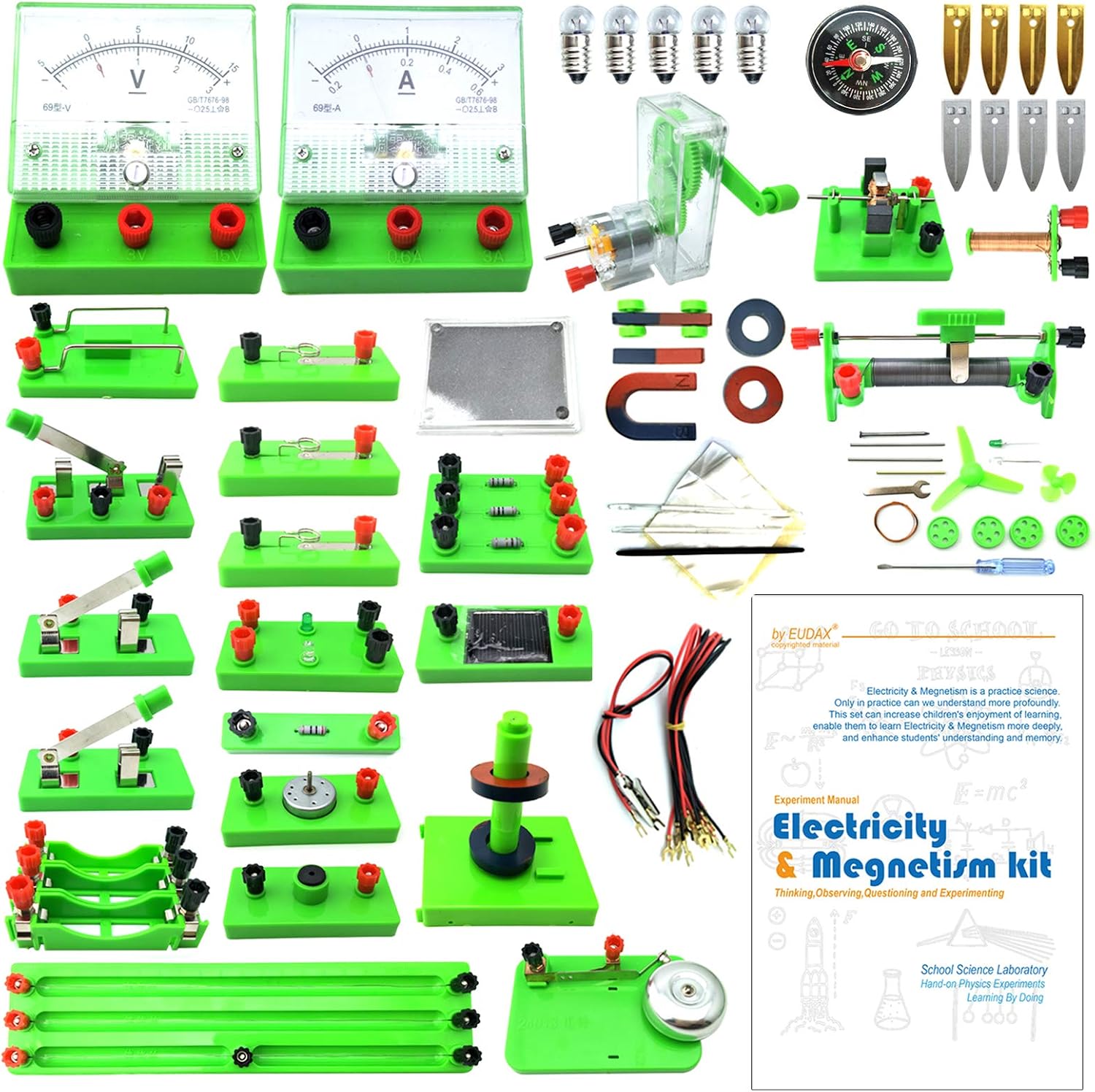 EUDAX School Physics Labs Basic Electricity Discovery Circuit and Magnetism Experiment Kits for High School Students Electromagnetism Elementary Electronics
