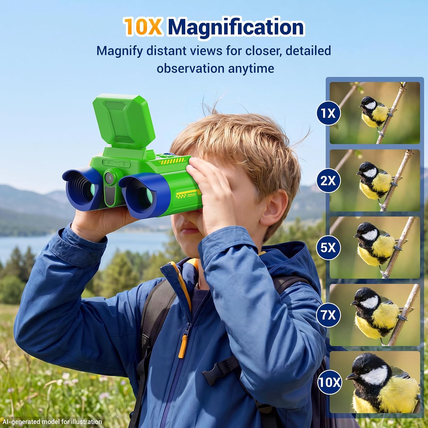 Binoculars for Kids with HD Screen & Night Vision & Games, STEM Science Educational Toy Science Kits STEM Toys for Outdoor, Travel Nature Exploration, Gift for 3+ Years Old Boys & Girls(Green) - Image 3