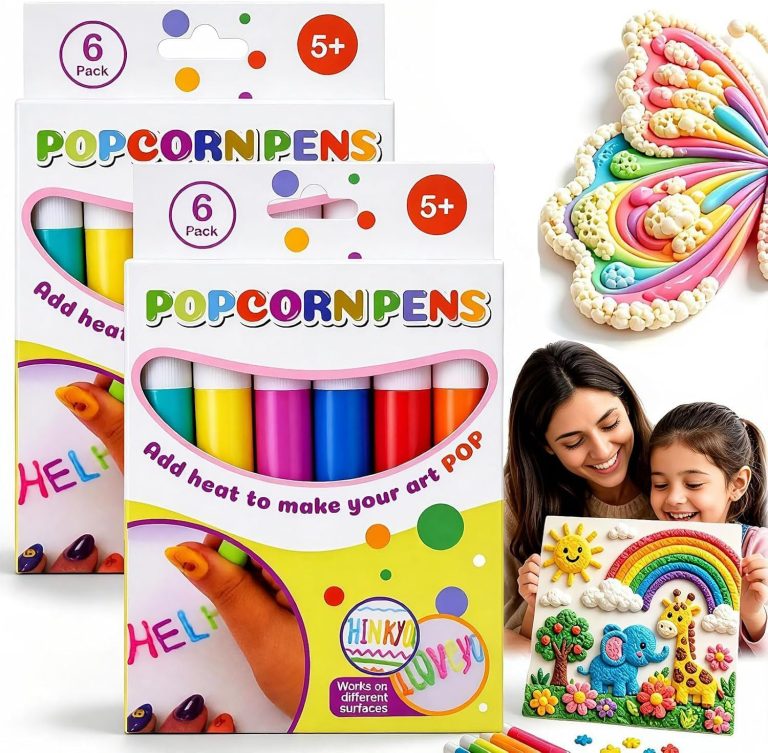 Magic Popcorn Pens, 3D Relief Art Marker Puffy for Crafts (2, 6PCS)
