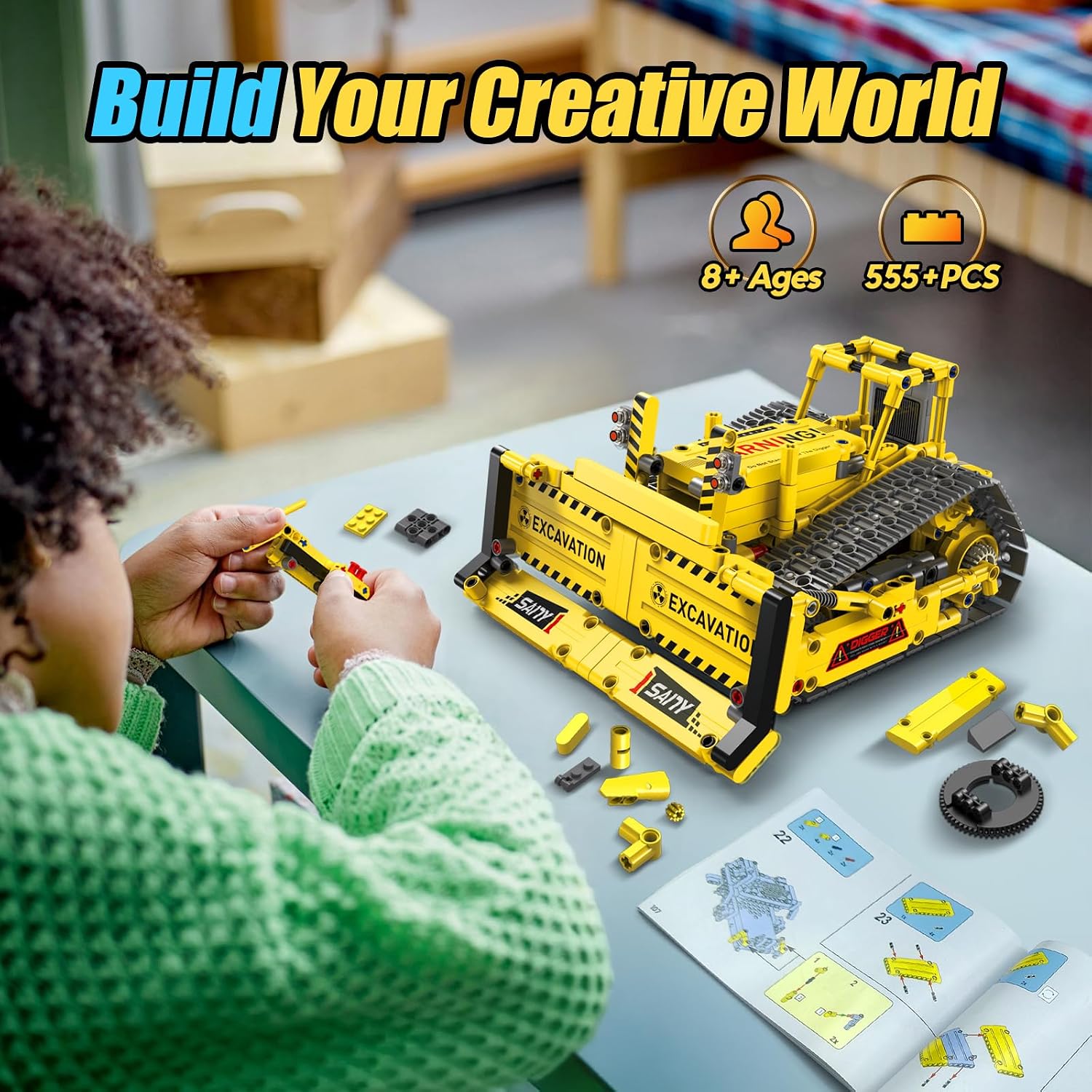 Robot Building Kits, 5-in-1 Stem Toys for Boys Age 8-14, APP & Remote Control Excavator Kids Construction Toys, Programmable Erector Sets, Educational Robotic Kit Gifts for Girls Boys (555 PCS) - Image 4