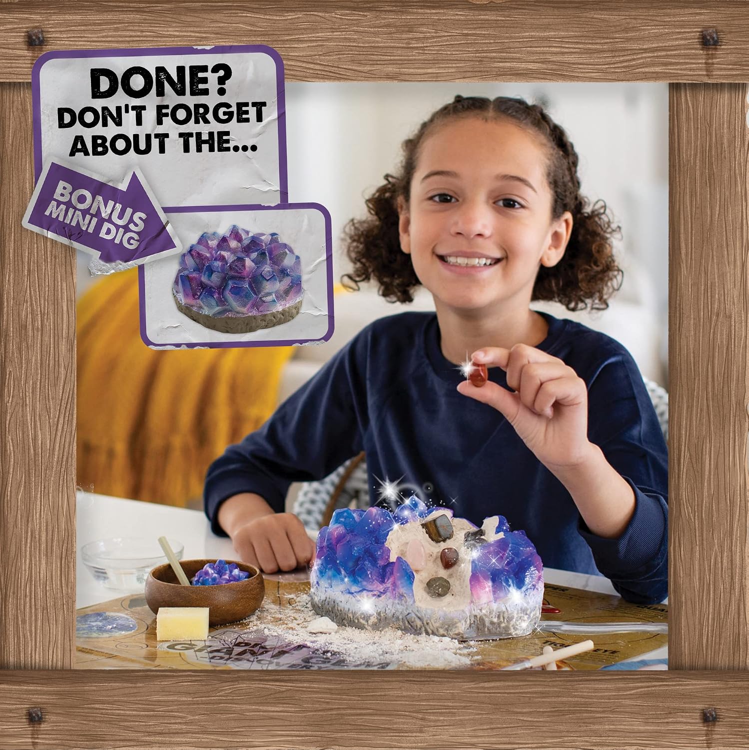 MindWare Dig It Up Giant Gem Discovery Kit - Gemstone Dig Kit Offers Geology for Kids with 12 Real Polished Hidden Gemstones - Includes 1 Giant Gem, Chiseling Tools, Gemstone Poster - Ages 4+ - Image 6