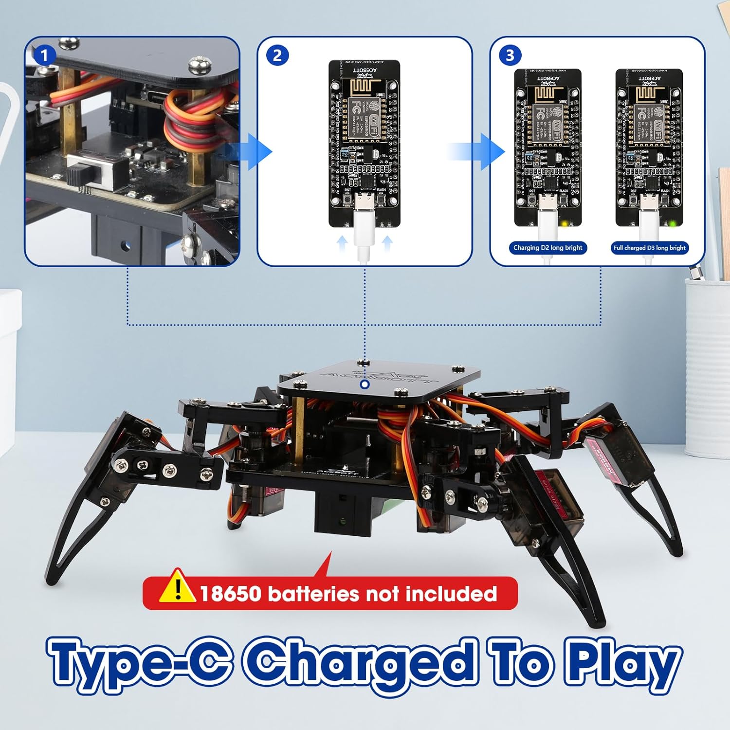 ACEBOTT Science Kits Spider Robot Building Kit STEM Crawling Robot Gifts for Kids Boys Ages 8-12 Girls, Scientific Coding Robotic Technic Creative DIY Toys for Birthday - Image 4