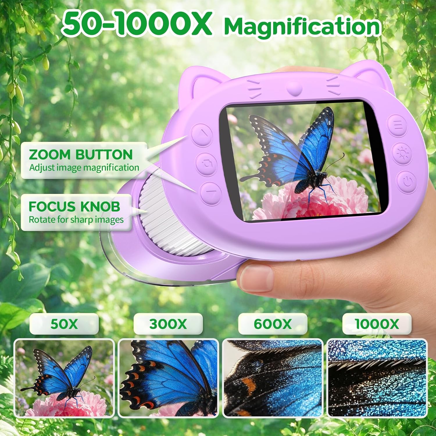 1000X Handheld Digital Microscope for Kids Explorer STEM Toys & Gifts - Image 2