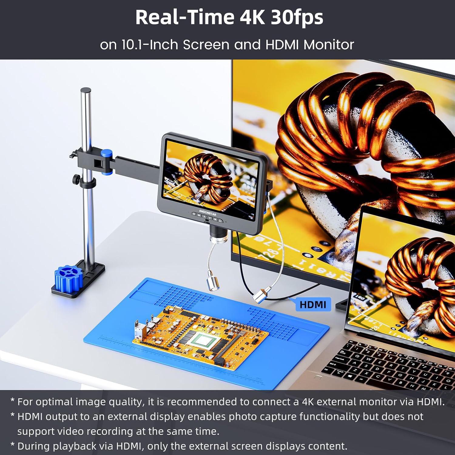 Andonstar AD208S-FA 4K HDMI Digital Microscope for Soldering 10.1" Screen - Image 6