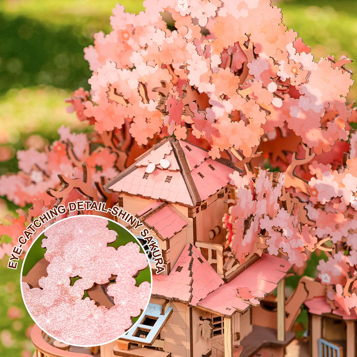 Rolife 3D Puzzles for Adults, Cherry Blossom Bonsai Tree Plants, Japanese Sakura Tree House Flowers Building Set for Adults for Table Toys & Home Decor, Creative Birthday Gift for Girls&Boys (535 PCS) - Image 5