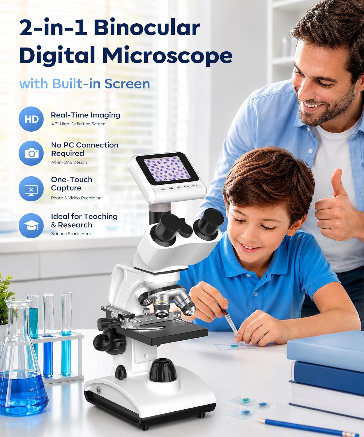 PalliPartners 40x-2000x Biological Compound Trinocular Microscope - Image 2