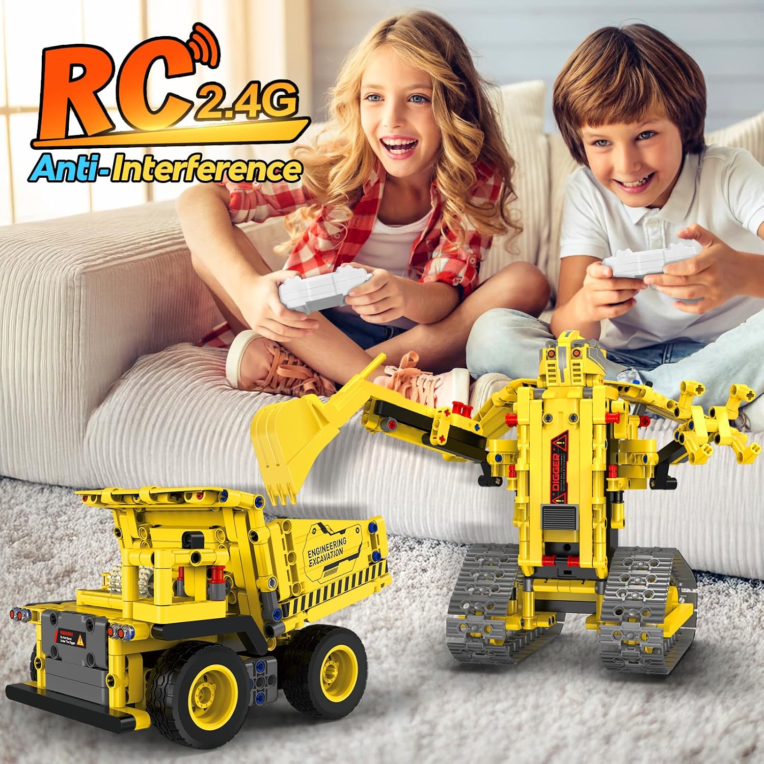 Robot Building Kits, 5-in-1 Stem Toys for Boys Age 8-14, APP & Remote Control Excavator Kids Construction Toys, Programmable Erector Sets, Educational Robotic Kit Gifts for Girls Boys (555 PCS) - Image 2