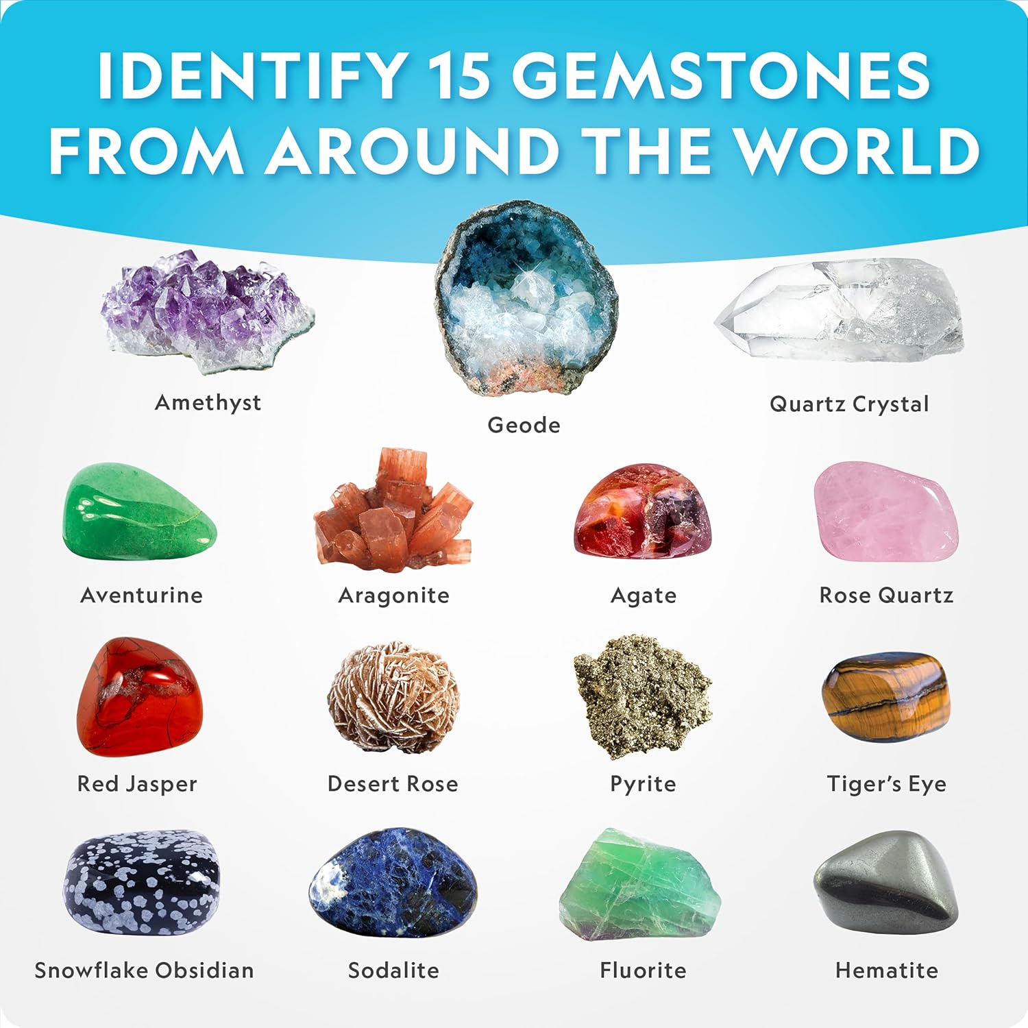 NATIONAL GEOGRAPHIC Mega Gemstone Dig Kit – Dig Up 15 Real Gemstones and Crystals, Science Kit for Kids, Gem Digging Kit, Gift for Girls and Boys, Mining Kit, Rock Collection - Image 4