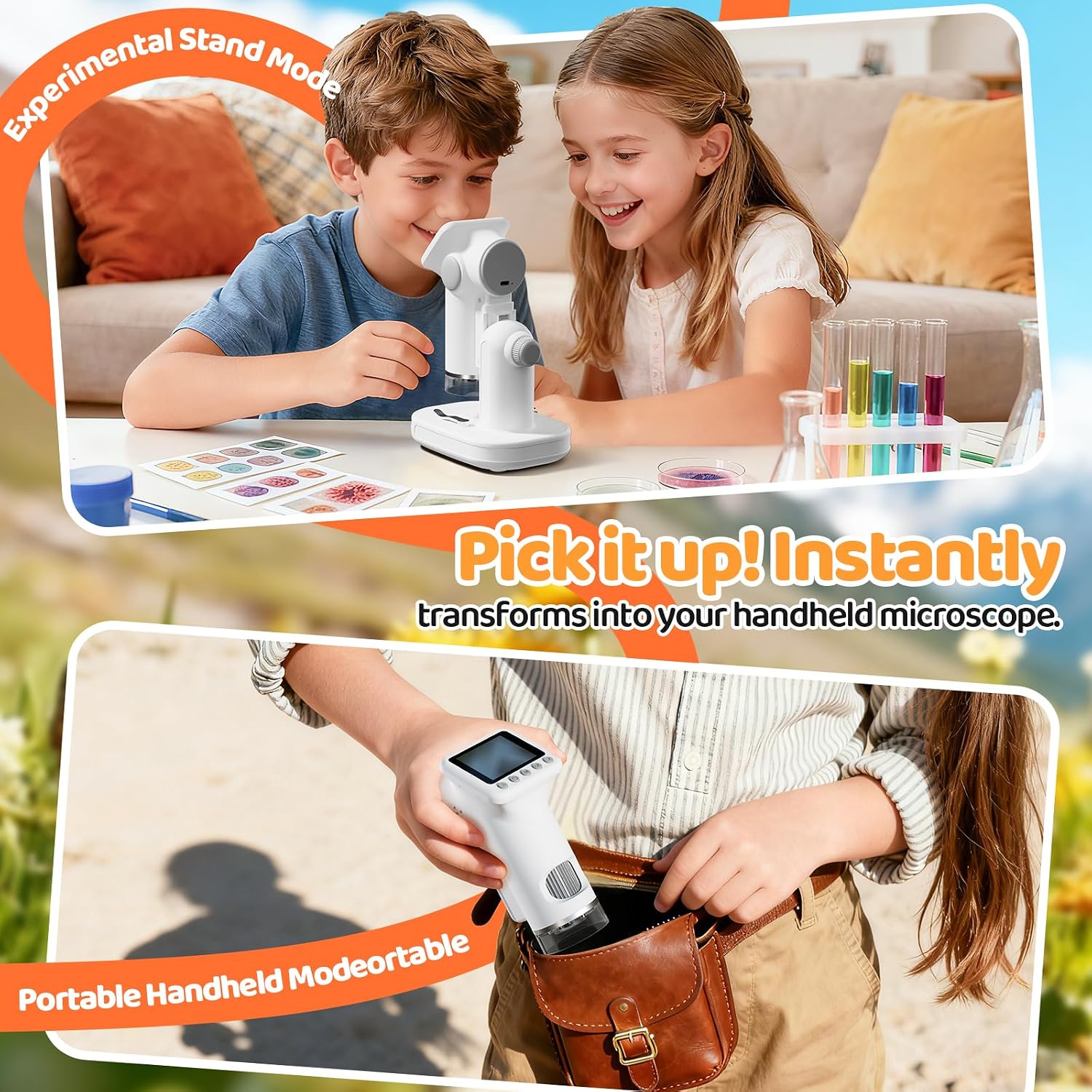 1600X Microscope for Kids, 2.0" Screen Toddler Toy, White - Image 4