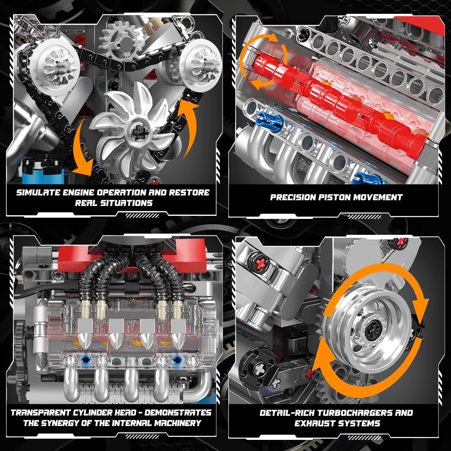 Mould King 10171 V8 Engine Model Kit, Mini V8 Engine Kits that Runs, Build Your Own Car Model Engine with Motor, Collectible Building Blocks for Adults, DIY STEM Construction Toys for Display - Image 3