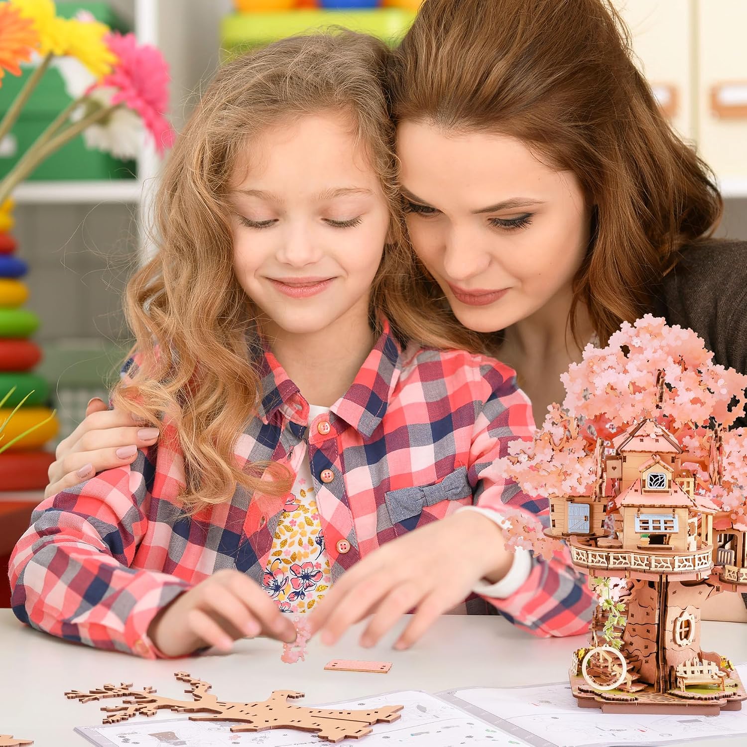 Rolife 3D Puzzles for Adults, Cherry Blossom Bonsai Tree Plants, Japanese Sakura Tree House Flowers Building Set for Adults for Table Toys & Home Decor, Creative Birthday Gift for Girls&Boys (535 PCS) - Image 4