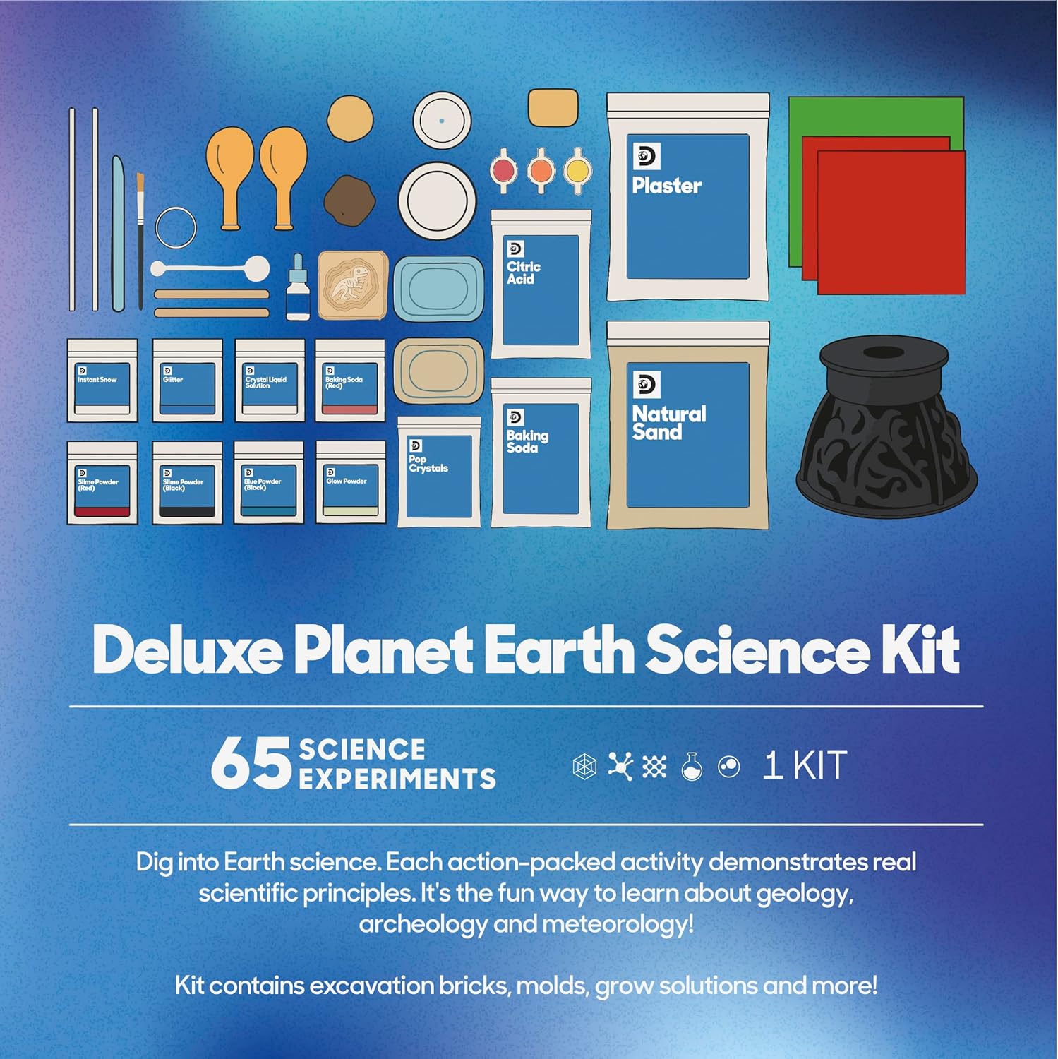 Discovery™ Planet Earth Science Kit – 65 Experiment STEM Lab for Kids| Includes DIY Volcano, Tornado, Fossils, Crystals, & Slime| Geology, Chemistry & Archeology Learning Toy|Educational Gift| Ages 8+ - Image 5