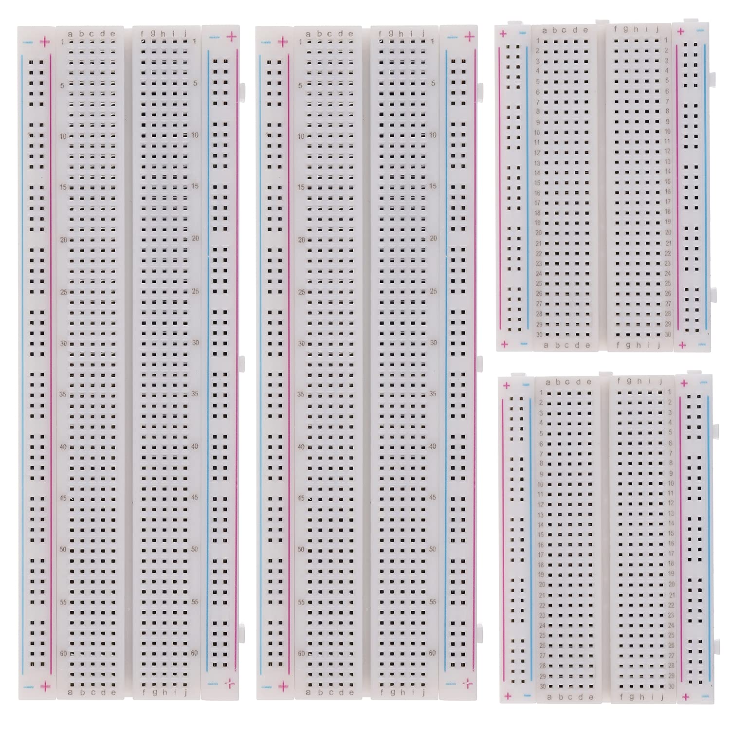 BOJACK 3 Values 130 Pcs Solderless Breadboard 4 Pcs 830 Tie Points & 400 Tie Points & 126 Pcs Flexible Breadboard Jumper Wires - Image 2