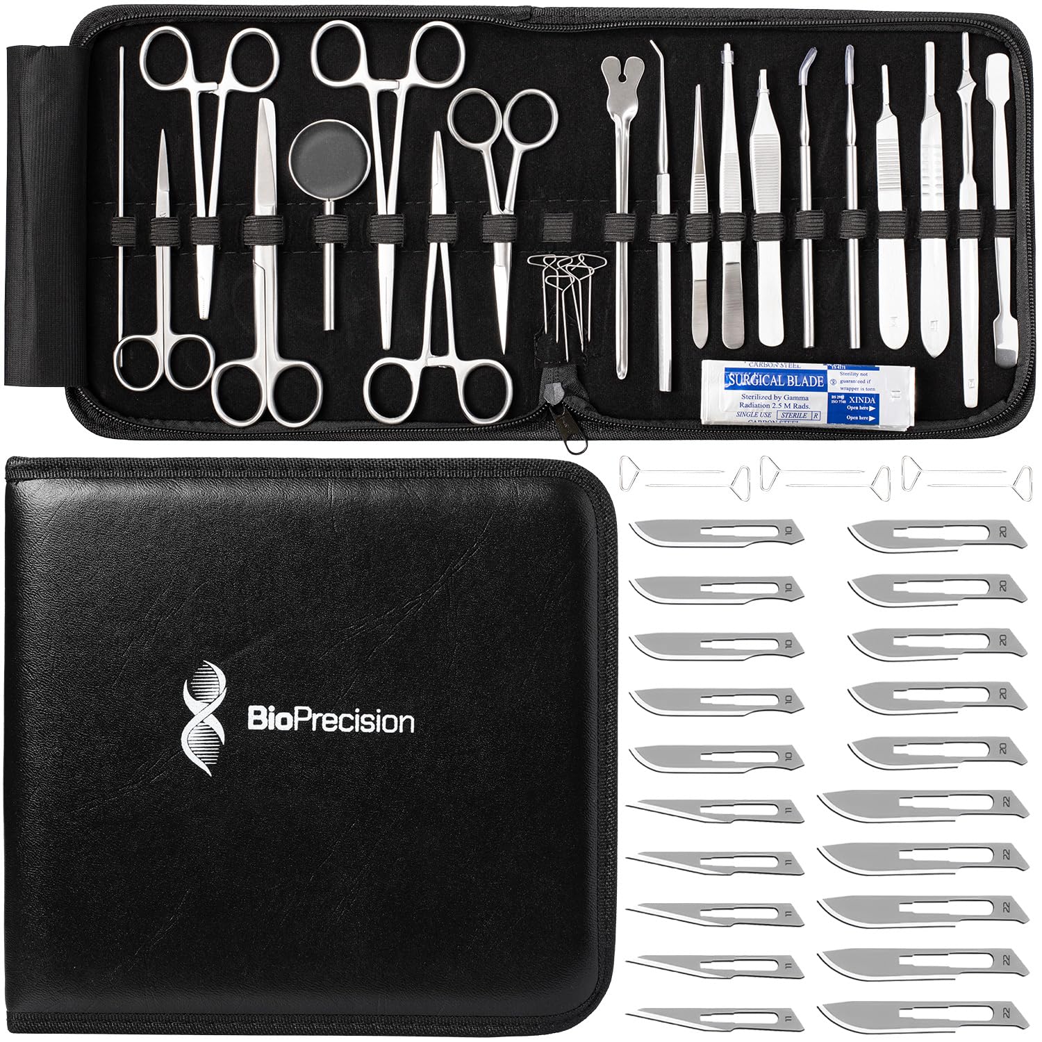 Advanced Dissection Kits - 46 or 33 Piece German Stainless Steel Instruments for College, Medical & Veterinary or Middle and High School Students - Complete Anatomy Lab Tools Surgical-Grade
