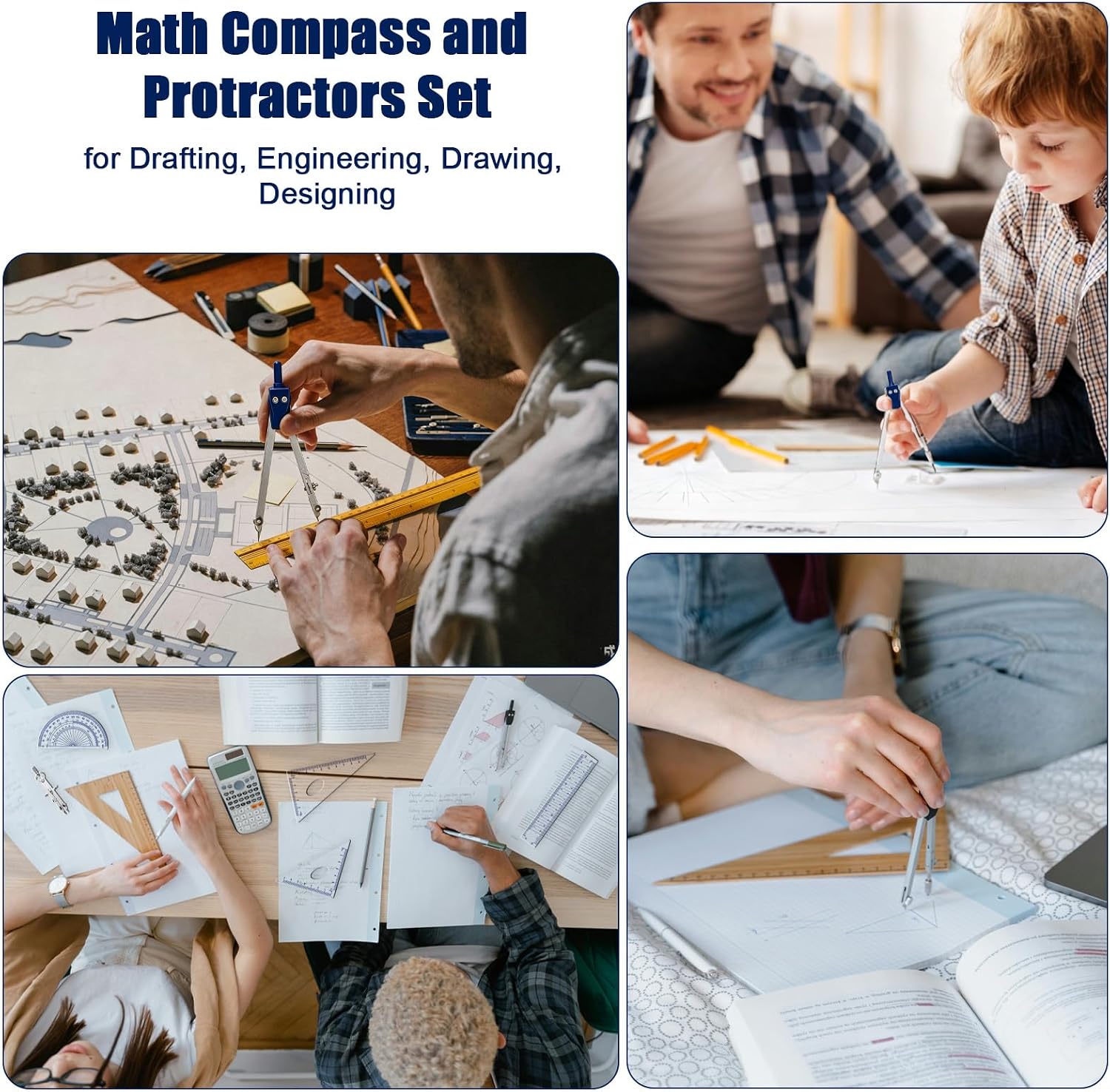 13 Pcs Compass and Protractors Set Math Compass Geometry Tools with Box - Image 9