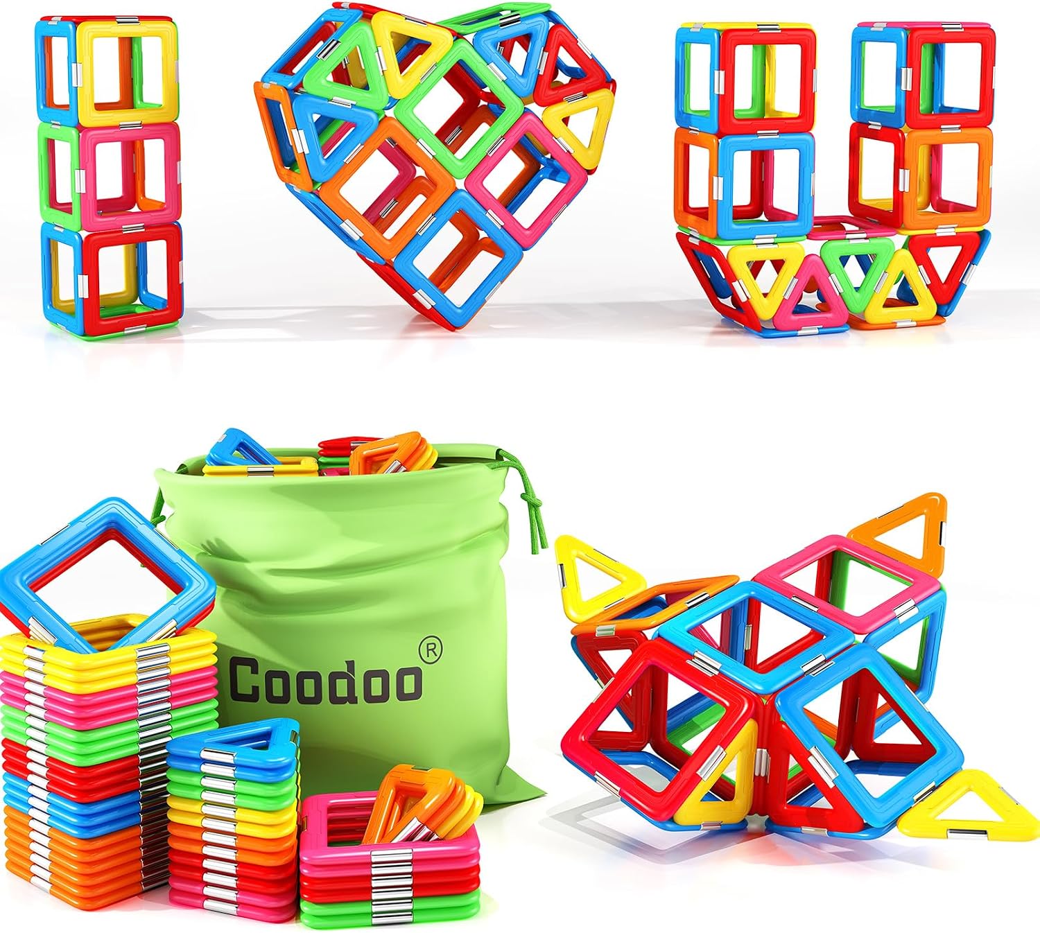 Upgraded Magnetic Blocks Tough Tiles STEM Toys for 3+ Year Old Boys & Girls