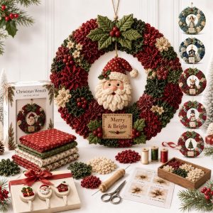 3D Fabric Poke Wreath DIY Kit, Chri...