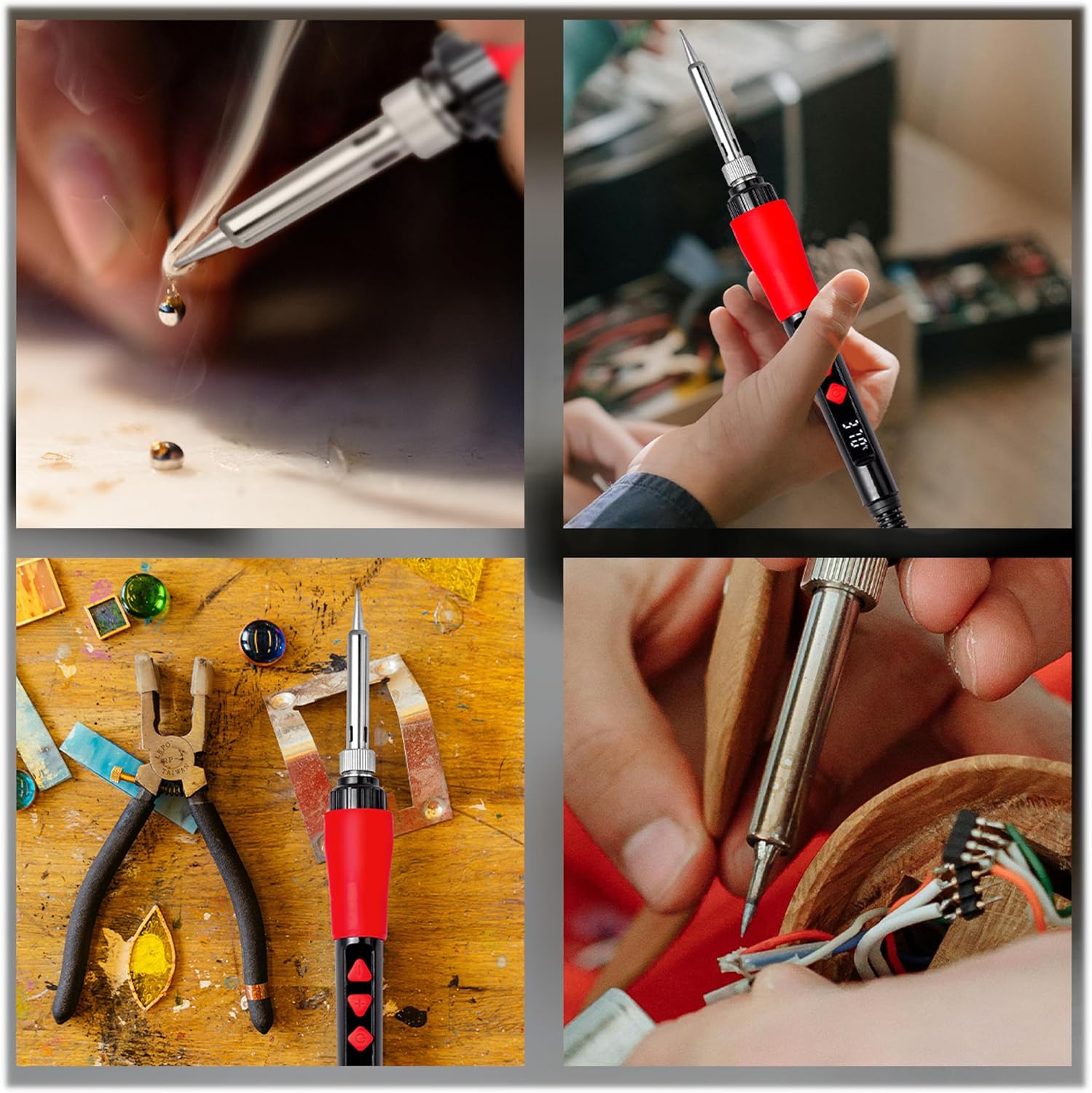 Soldering Iron Kit, 60W LED Display Digital Solder Pen, 5 Replaceable Tips, 21-in-1 Fast Heating with Solder Wire, Stand, Desoldering Pump, for Electronics Repair Hobby DIY 120V US Plug from Plusivo - Image 5