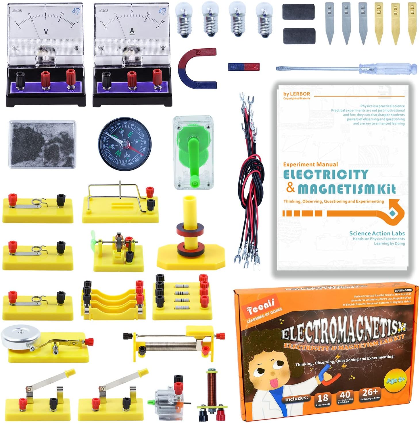 Teenii Electricity and Magnetism Kit for Kids, STEM Science Experiments with Electric Circuits, Educational Physics Toy, Science Discovery Game for Boys and Girls 8+, 50 Pieces - Image 8