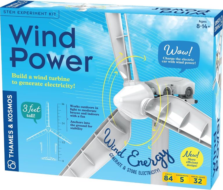 Thames & Kosmos Wind Power V5.0 STEM Experiment Kit, Build a 3ft-Tall Model Wind Turbine & Explore Clean, Renewable Energy, Optimized for Use Outdoors & Indoors, Experiments & Discovery for Ages 8+